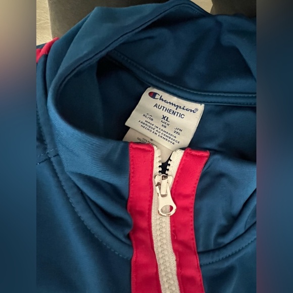 Champion Royal Blue Track Jacket with pink white color block stripes size XL - Picture 2 of 4